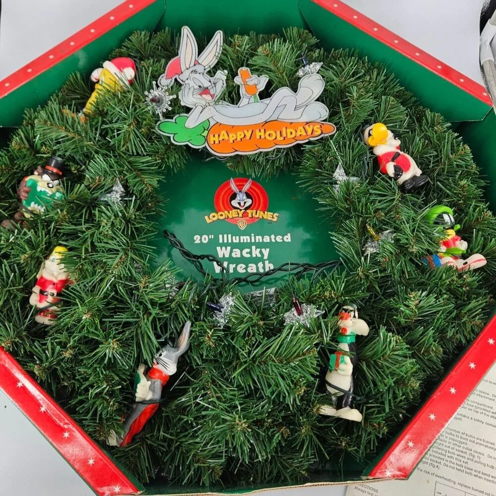 Looney Tunes Holiday Wreath Light Up Illuminated Wacky Warner Bros Christmas 20